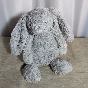 JELLYCAT Bashful Plush Grey Bunny Toy With Long Ears Soft Cozy Cuddly